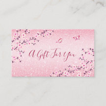 Cherry Blossoms Pink Glitzer Geschenkkarte
