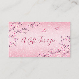 Cherry Blossoms Pink Glitzer Geschenkkarte Visitenkarte