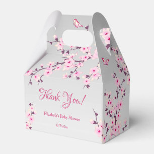 Cherry Blossoms Pink Gray Baby Dusche Vielen Dank Geschenkschachtel
