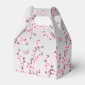 Cherry Blossoms Pink Gray | Babydusche Vielen Dank Geschenkschachtel (Rückseite)