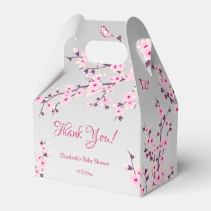 Cherry Blossoms Pink Gray Babydusche Vielen Dank Geschenkschachtel