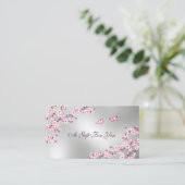 Cherry Blossoms Pink Silver Visitenkarte (Stehend Vorderseite)