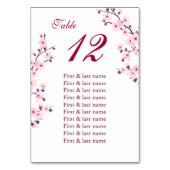 Cherry Blossoms Pink Wedding Guest Names Tischnummer (Rückseite)