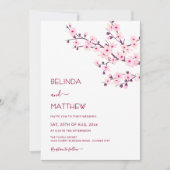 Cherry Blossoms Pink White Casual Wedding Einladung (Vorderseite)