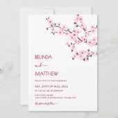 Cherry Blossoms Pink White Casual Wedding Einladung (Vorderseite)