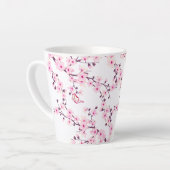 Cherry Blossoms Pink White Monogram Milchtasse (Linke Ecke)