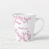 Cherry Blossoms Pink White Monogram Milchtasse (Rechts)