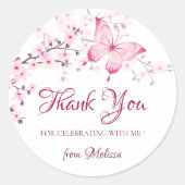 Cherry Blossoms Pink White Vielen Dank Runder Aufkleber (Vorderseite)