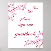 Cherry Blossoms Pink White Wedding Gästebuch (Vorne)
