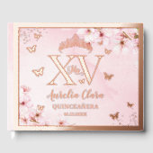 Cherry Blossoms Quinceañera Quince 15 XV Rose Gold Gästebuch (Vorderseite)