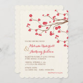 Cherry Blossoms Red Einladung (Vorne/Hinten)