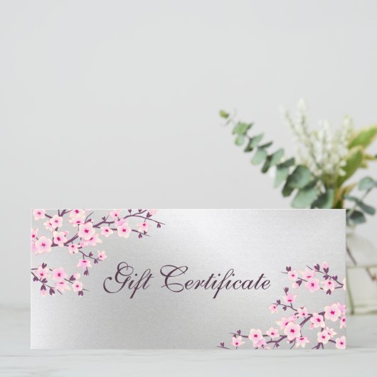 Cherry Blossoms Rosa Silbergeschenkgutschein (Stehend Vorderseite)