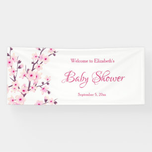 Cherry Blossoms Rosa Weiß   Kinderdusche Banner