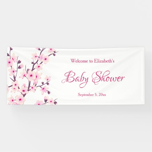 Cherry Blossoms Rosa Weiß | Kinderdusche Banner (Horizontal)