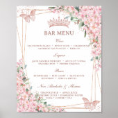 Cherry Blossoms Rose Gold Butterfets Bar Menu Poster (Vorne)