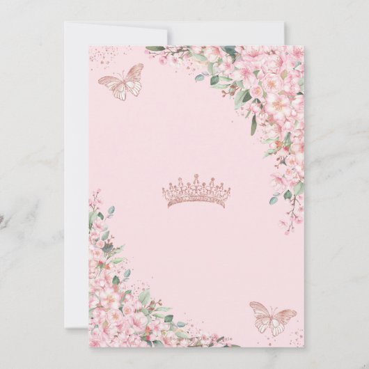 Cherry Blossoms Rose Gold Butterflies Süß 16 Einladung (Rückseite)