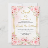 Cherry Blossoms Rose Gold Butterflies Süß 16 Einladung (Vorderseite)