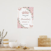 Cherry Blossoms Rose Gold Butterflies Süß 16 Poster (Küche)