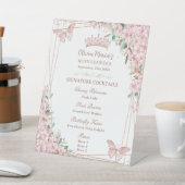 Cherry Blossoms Rose Gold Butterfly Drink Menü Sockelschild (In SItu)