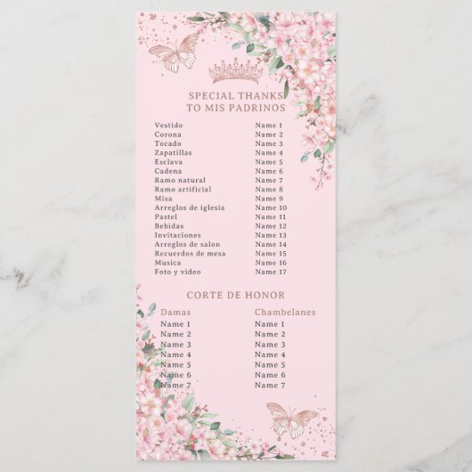Cherry Blossoms Rose Gold Butterfly Programm (Rückseite)