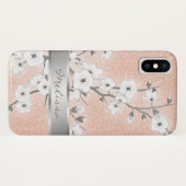 Cherry Blossoms Rose Gold Monogramm Blende Case-Mate iPhone Hülle (Rückseite (Horizontal))