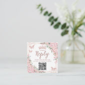 Cherry Blossoms Rose Gold Quinceanera QR Code Begleitkarte (Stehend Vorderseite)