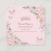 Cherry Blossoms Rose Gold Quinceanera QR Code Begleitkarte (Rückseite)