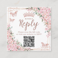 Cherry Blossoms Rose Gold Quinceanera QR Code