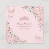 Cherry Blossoms Rose Gold Quinceanera QR Geschenk Begleitkarte (Rückseite)