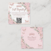 Cherry Blossoms Rose Gold Quinceanera QR Geschenk Begleitkarte (Vorne/Hinten)