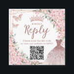 Cherry Blossoms Rose Gold Quinceñera QR Code Begleitkarte<br><div class="desc">Elegante Cherry blüht QR Code UAWG-Umschließungskarten. Personalisieren Sie sie einfach und schnell, klicken Sie einfach auf den Knopf Weitere anpassen, um die Texte zu bearbeiten, Schriftart und Schriftart Farben zu ändern. Mit wunderschönen Aquarellblütenblüten, Rose goldenen Schmetterlingen und einer Rose Goldkugel zu tragen. Matching-Elemente im Speicher verfügbar. c) Somerset Fine Paperie...</div>