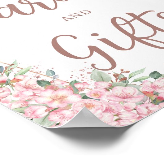 Cherry Blossoms Rose Gold Schmetterlinge Karten Ge Poster (Ecke)