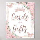 Cherry Blossoms Rose Gold Schmetterlinge Karten Ge Poster (Vorne)