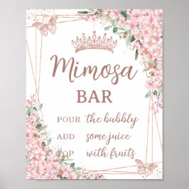 Cherry Blossoms Rose Gold Schmetterlinge Mimosa Ba Poster