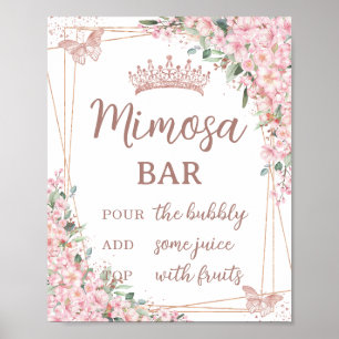Cherry Blossoms Rose Gold Schmetterlinge Mimosa Ba Poster
