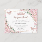 Cherry Blossoms Rose Gold Schmetterlinge Quinceañe Begleitkarte (Vorderseite)