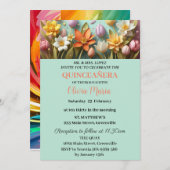 Cherry Blossoms Rose Gold Schmetterlinge Quinceañe Einladung (Vorne/Hinten)