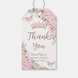 Cherry Blossoms Rose Gold Schmetterlinge Quinceañe Geschenkanhänger