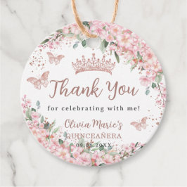 Cherry Blossoms Rose Gold Schmetterlinge Quinceañe Geschenkanhänger