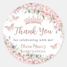 Cherry Blossoms Rose Gold Schmetterlinge Quinceañe