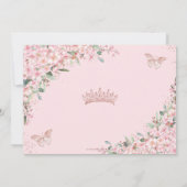 Cherry Blossoms Rose Gold Schmetterlinge Quinceañe Save The Date (Rückseite)