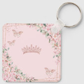 Cherry Blossoms Rose Gold Schmetterlinge Quinceane Schlüsselanhänger (Rückseite)