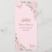 Cherry Blossoms Rose Gold Schmetterlinge Slim Menu Menükarte (Rückseite)