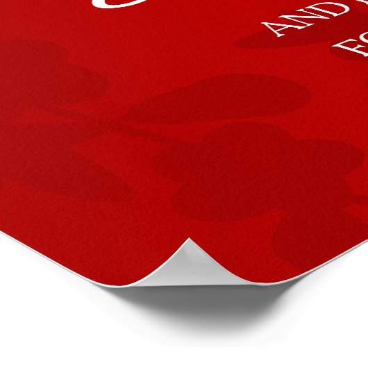 Cherry Blossoms Rot Schwarz-weiß Poster (Ecke)