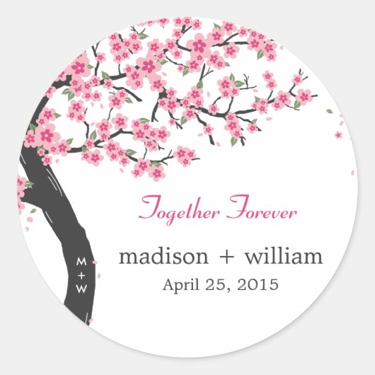 Cherry Blossoms Round Gvor Sticker (Vorderseite)