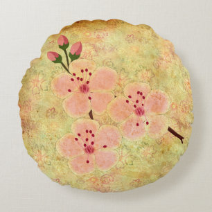 Cherry Blossoms Round Throw PIllow Rundes Kissen