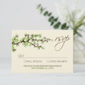 Cherry Blossoms RSVP Card (grüner Apfel) Karte (Stehend Vorderseite)