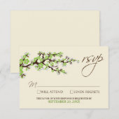 Cherry Blossoms RSVP Card (grüner Apfel) Karte (Vorne/Hinten)