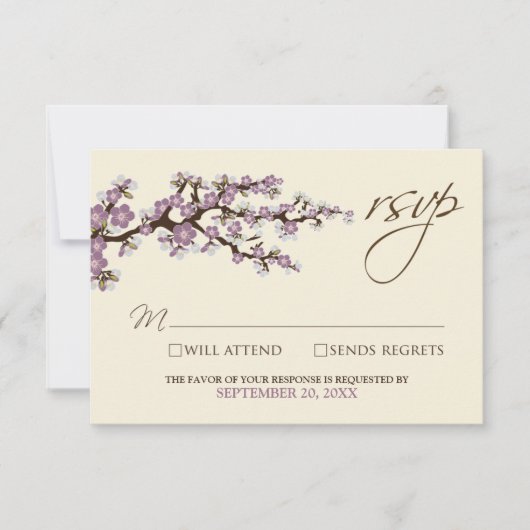 Cherry Blossoms RSVP Card (Lavendel) Karte (Vorderseite)