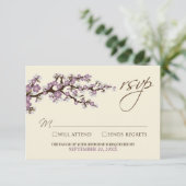 Cherry Blossoms RSVP Card (Lavendel) Karte (Stehend Vorderseite)